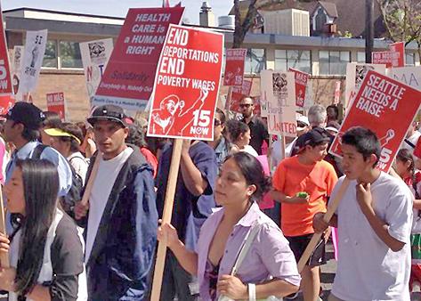 15 Now activists on the march in Seattle